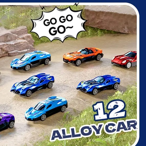 Dinosaur Transport Truck Toy Set with 12 Die-Cast Cars