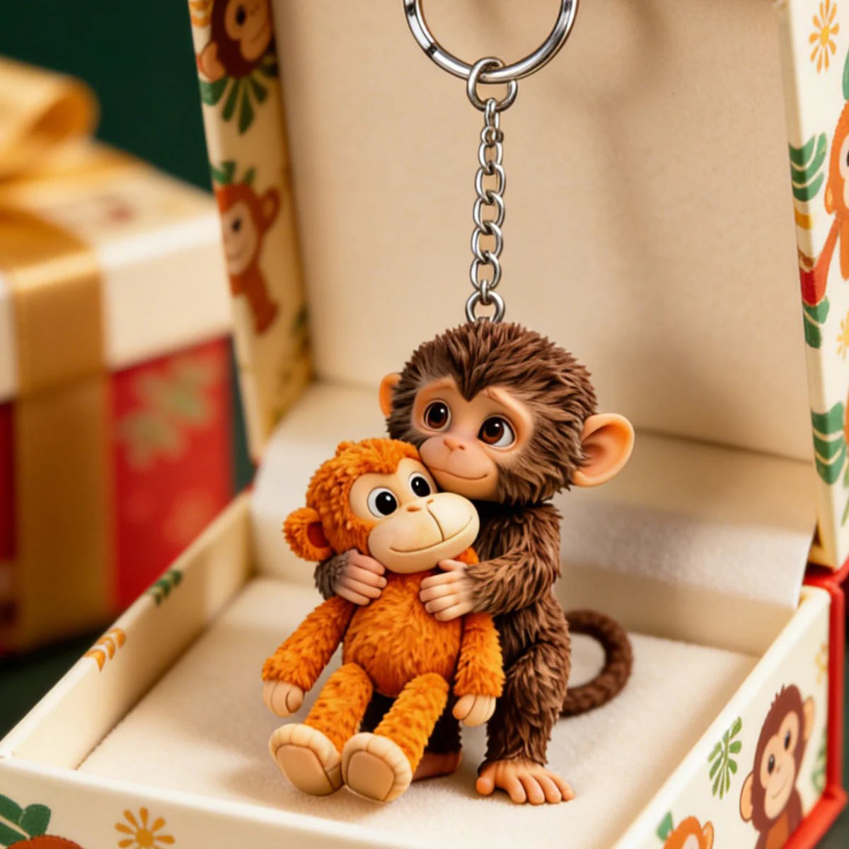 🐵  Viral Punch Monkey Keychain 💕- Emotional Gift for Animal Lovers, Family, Friends, Loved Ones🎁