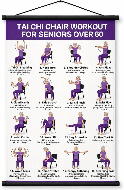 🔥 Healthy Aging Essential🧘Tai Chi Chair Workout Chart for Seniors