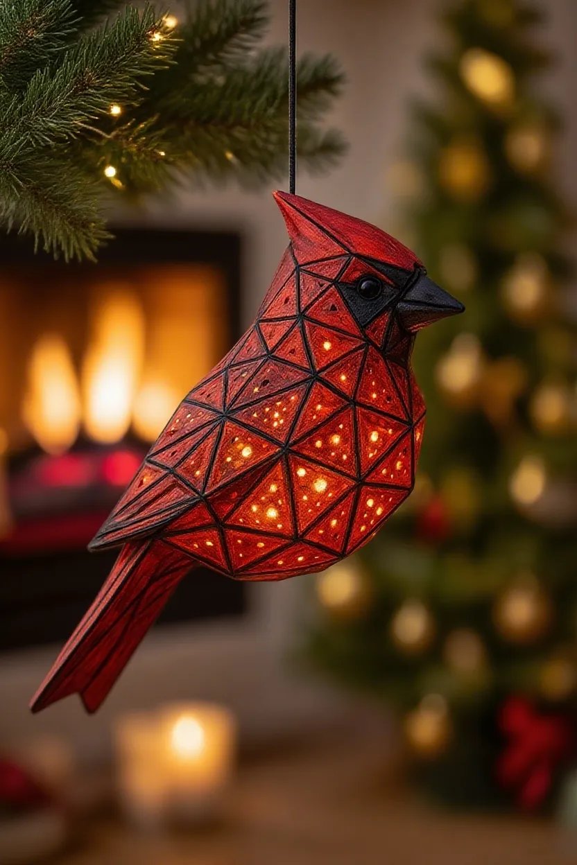 🎄Christmas Pre Sale 49% OFF - Handmade Geometric Cardinal Hanging Lantern🐦