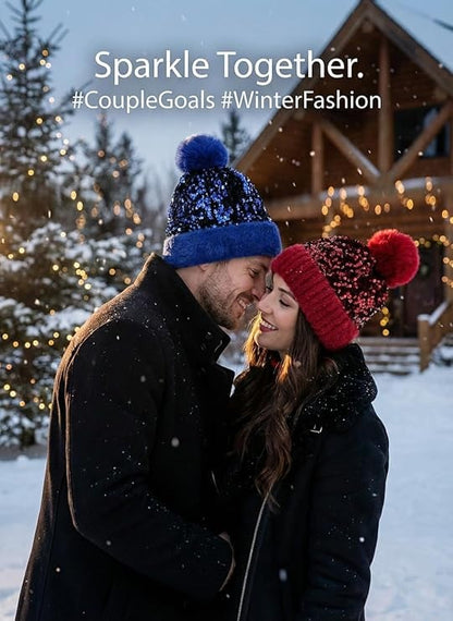 🔥Last Day 50% OFF - C.C Sequin Fur Pom Beanie