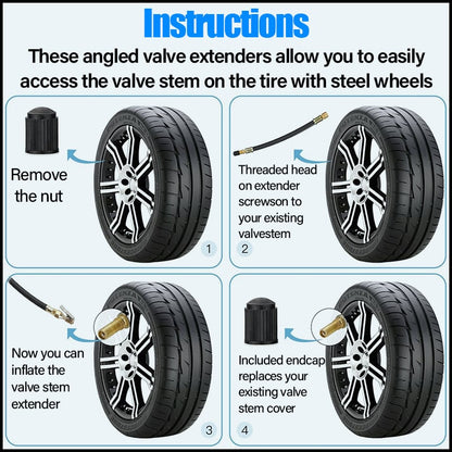 🔥Garage Essential 🚙Universal Flexible Tire Valve Extenders for Car, Motorcycle, RV, Truck, Bike, Scooter