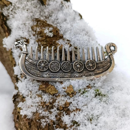 🛡️Last Day 49% OFF⚔️ Viking Drakkar Beard Comb | Hand-Cast Metal