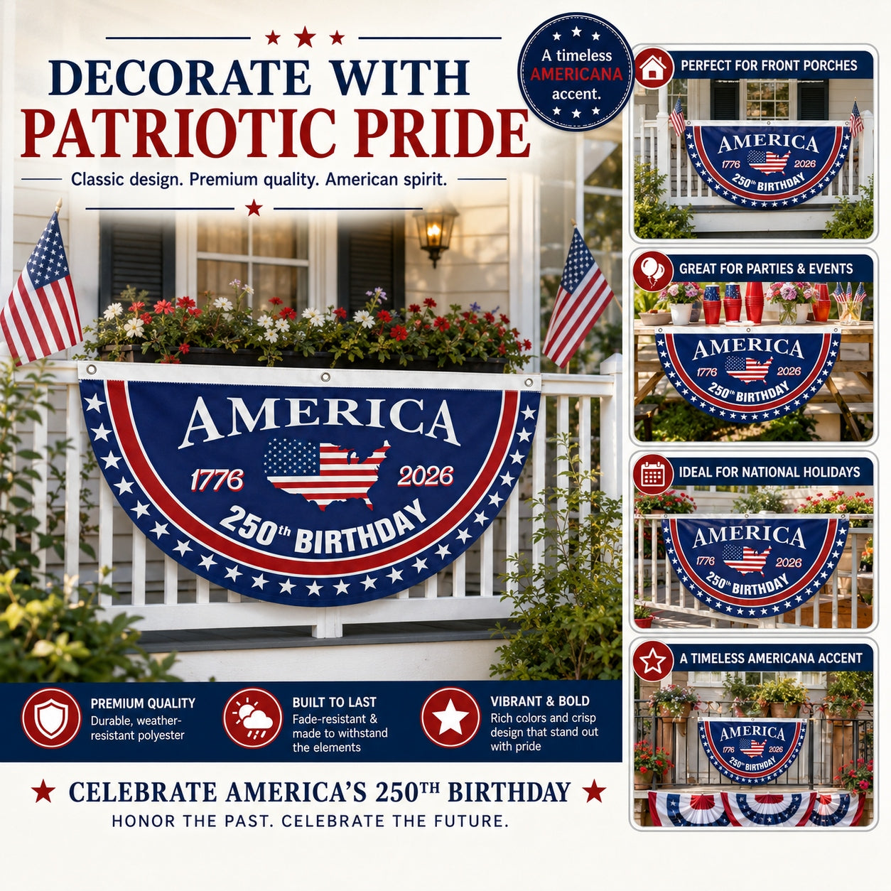 🦅🎆 Patriotic Best Seller  USA 250th Anniversary Flag Banner – Honor the American Spirit