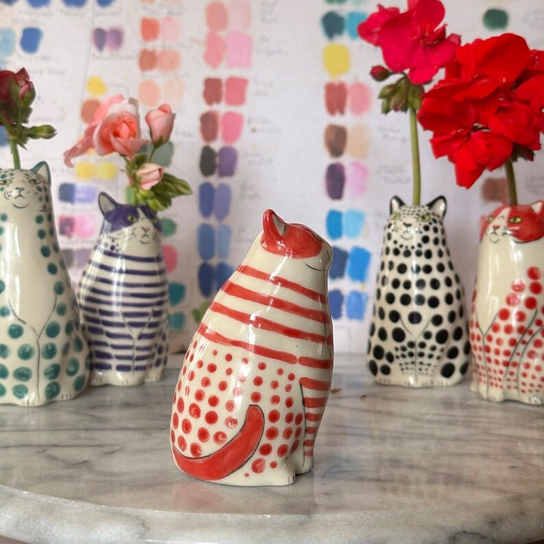 🐱 Hand-Painted Cat Vase Collection