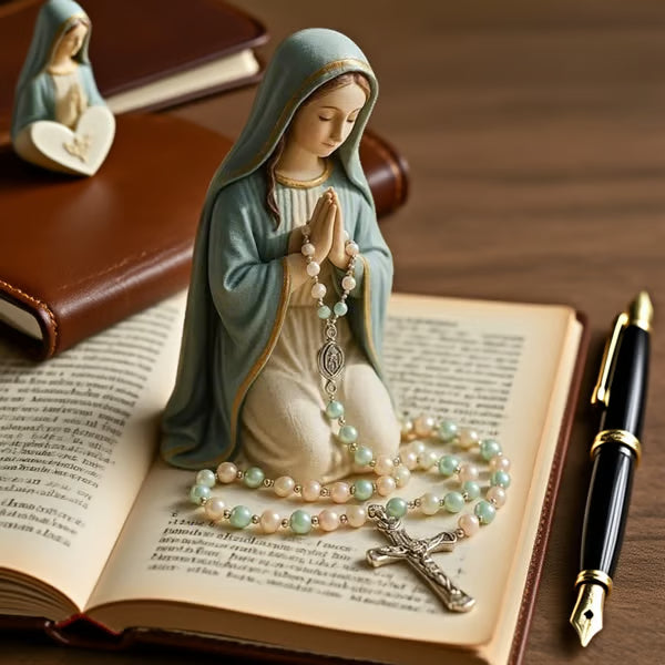 🙏Handmade Virgin Mary Rosary Holder📿Catholic Prayer Beads Display