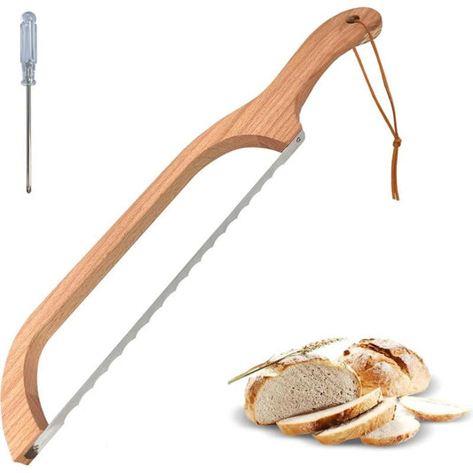Wooden Top Stainless Steel Sawtooth Bag Slicer, Kitchen Cutting Utensil