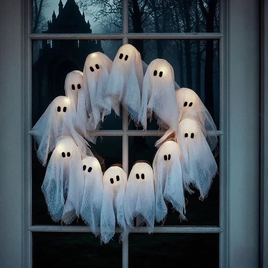 🏆50K+ SOLD! Almost Gone💥Lit Ghosts Wreath