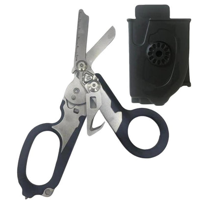 Multifunctional foldable trauma scissors.