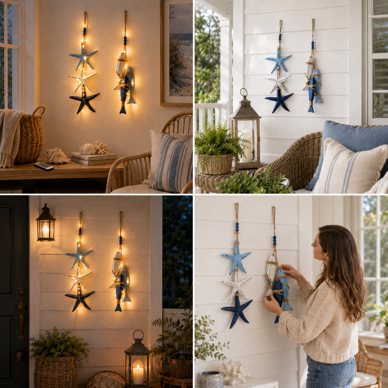 🔥Coastal Wooden Hanging Ornament Lights