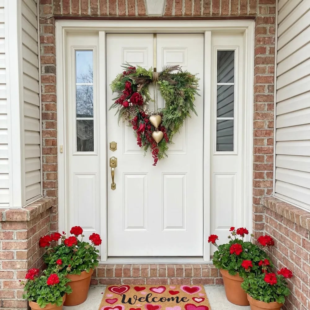 ❤️ Mother's Day Farmhouse Heart Wreath: Gold Bells, Red Roses & Berries🎉