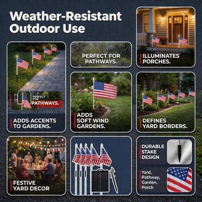 💕🇺🇸8-in-1 American Flag Solar Lights