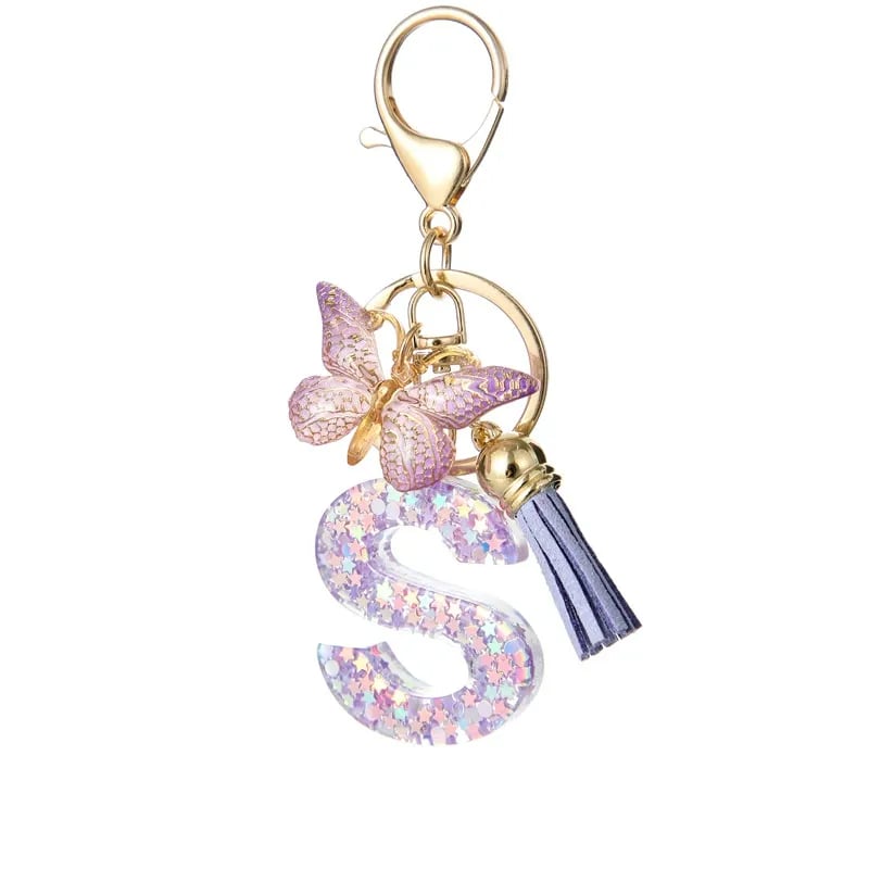 🔥Butterfly Letter Keychain Tassel Design Vibrant Durable Lightweight Gift