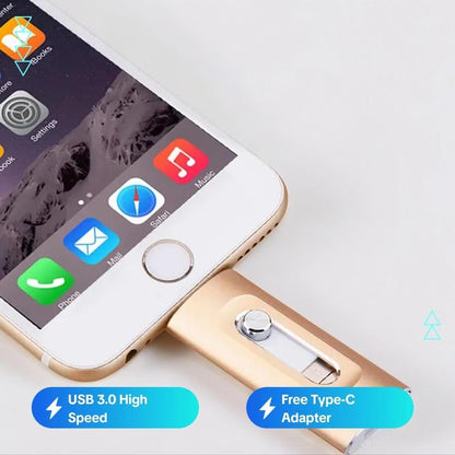 ⚡⚡3 in 1 Flash Drive, Portable High Speed USB 3.0 Memory Storage, OTG Flash Pen Drive with Free Type-C Adapter for Android Phones/PC and More Devices