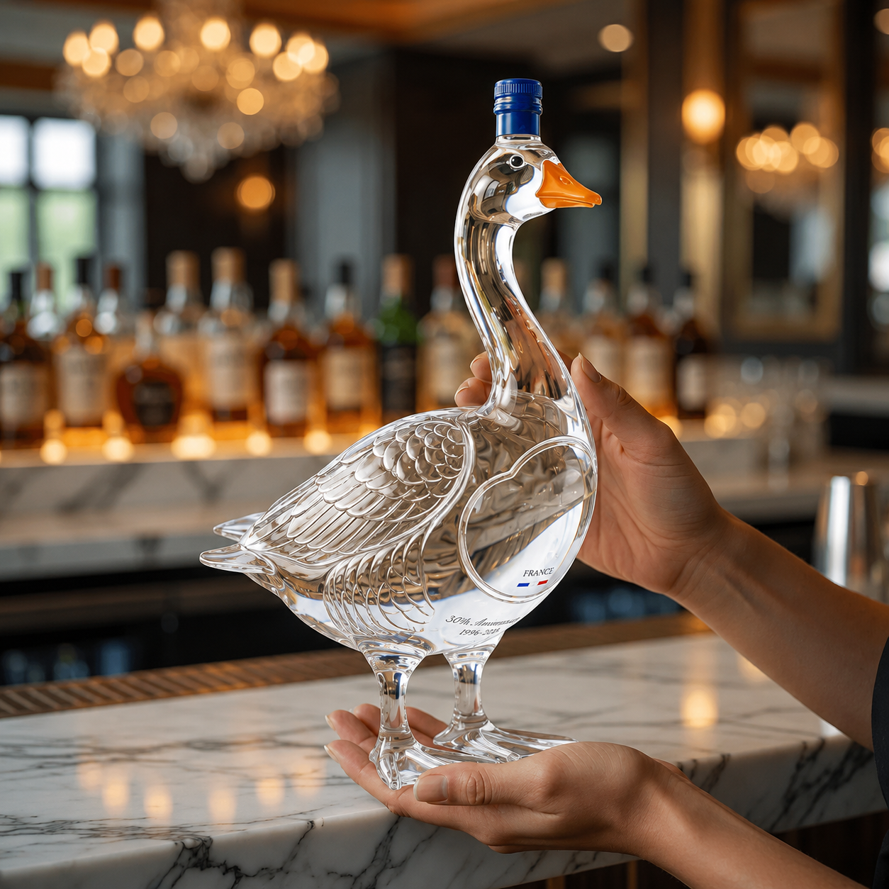 🪿Glass Craft Anniversary 3D Sculpted Vodka Bottle🥰
