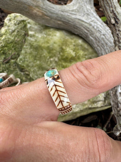 🔥💍Hand Carved Antler Ring 🌏Made From Natural Shed Antlers