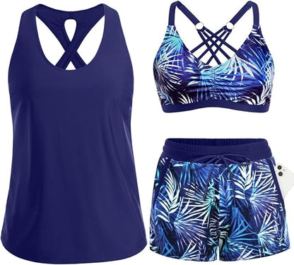 3 Piece Tankini with Shorts 🔥 Buy 2 Free Shipping