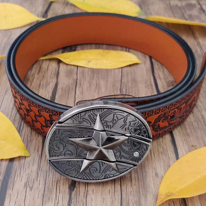 🔥Last Day 50% Off🔥Fashion Punk Hidden Folding Knife Buckle Genuine Leather Belt