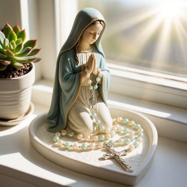 🙏Handmade Virgin Mary Rosary Holder📿Catholic Prayer Beads Display