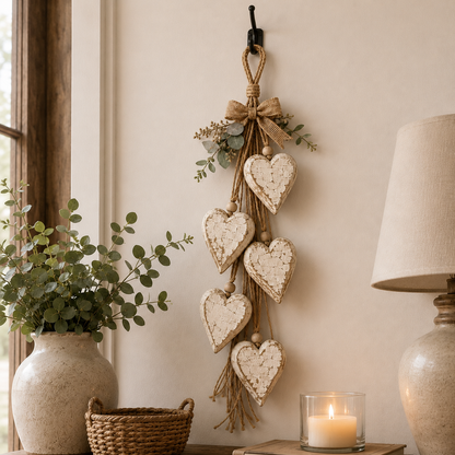 🤎 LED Hanging Heart Wall Decor – Warm Glowing Rustic Home Accent ✨