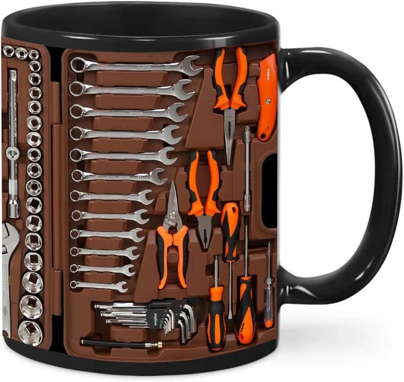 🎁2D Printing Process Mechanic Toolbox Mug