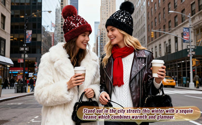 🔥Last Day 50% OFF - C.C Sequin Fur Pom Beanie