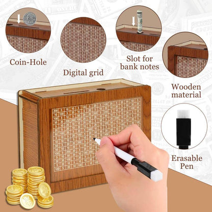 Wooden Money Box with Counter