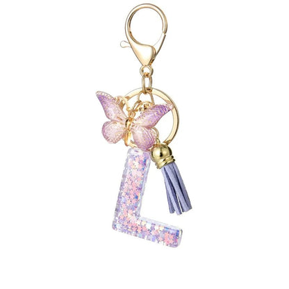 🔥Butterfly Letter Keychain Tassel Design Vibrant Durable Lightweight Gift