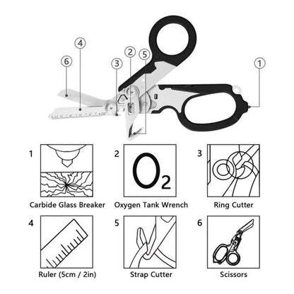 Multifunctional foldable trauma scissors.