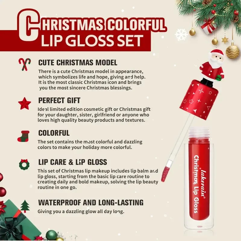 💄✨ Christmas Lip Gloss Set – 6 Colors