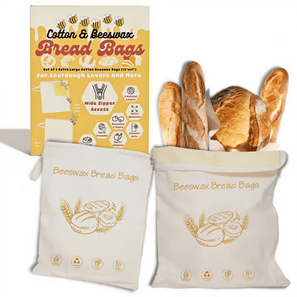 🔥Last Day 49% OFF🍞Wide Zipper Access Cotton & Beeswax Bread Bags for Sourdough