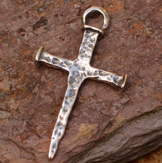 ✝️100% Handmade Silver Rustic Nail Cross