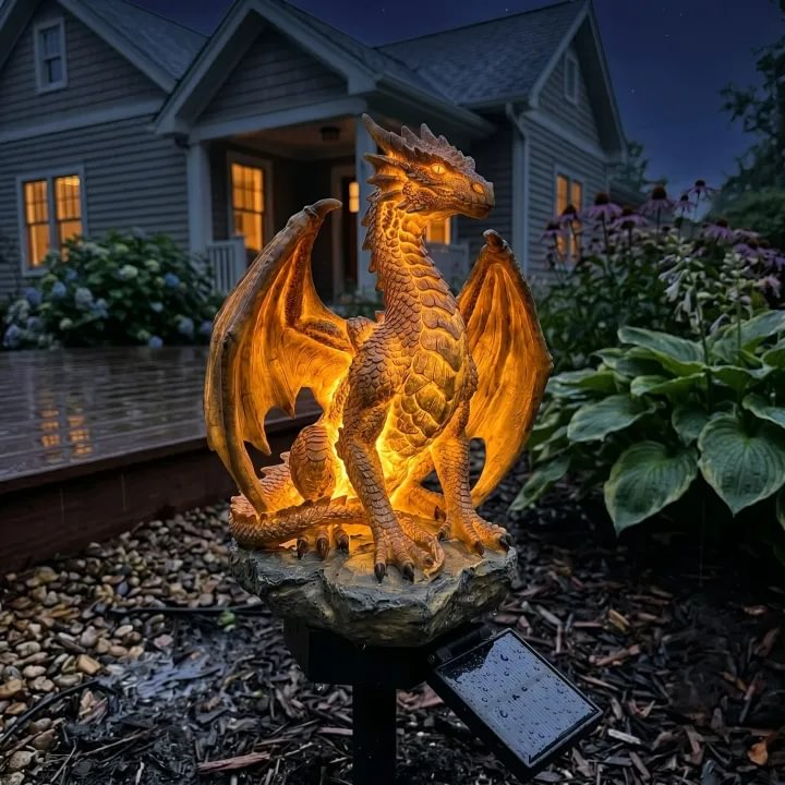 🎁 Dragon Lover's Gift 🐉 Solar LED Dragon Statue – Waterproof Garden & Patio Ornament