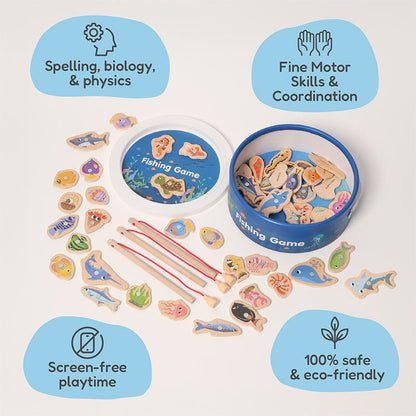 🥳💞60K+ SOLD!🎣 Magnetic Wooden Fishing Game – Fun Ocean Adventure & Early Learning Toy
