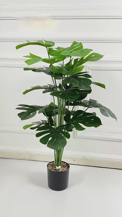 ⏰ 75% OFF Today 🌿 Artificial Monstera & Banana Leaf Plant Pot– Lush Tropical Decor ✨