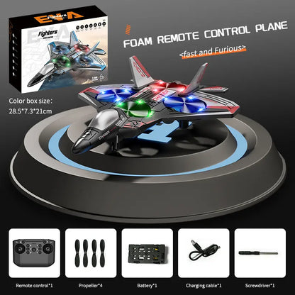 🎮2.4G Remote Control Stunt Fighter Plane, Beginner Friendly RC Drone Aircraft With Headless Mode✈️