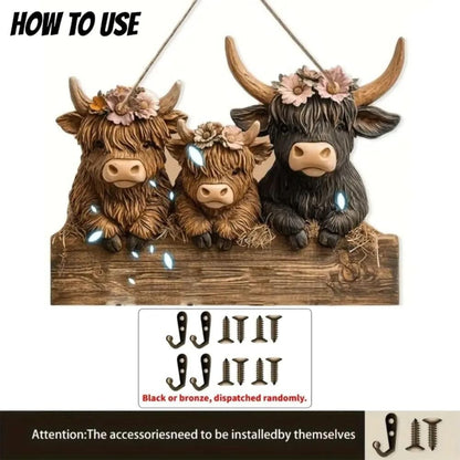 ⏰Final 3 Hours🎉🎁 Highland Cow Key Holder - Rustic Home Decor