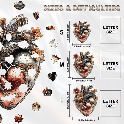 🎁 🔥 Visual 3D Mechanical Heart Wooden Jigsaw Puzzles - Gifts for Adults and Kids
