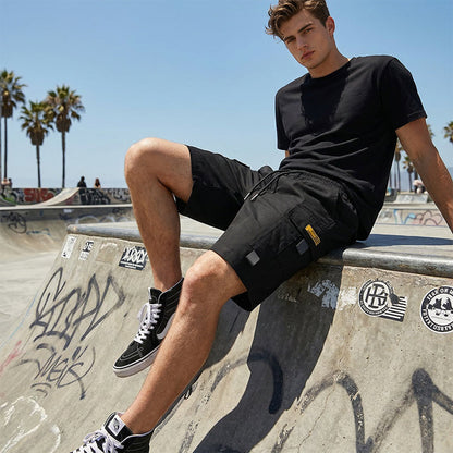 👨🩳 Men's Casual Cargo Shorts – Elastic Drawstring Waist & Utility Pockets