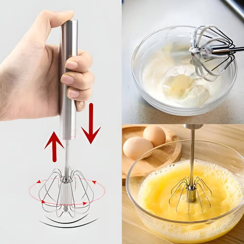 👍 Automatic Eggbeater Easy Whisk – Effortless Push & Spin Mixing