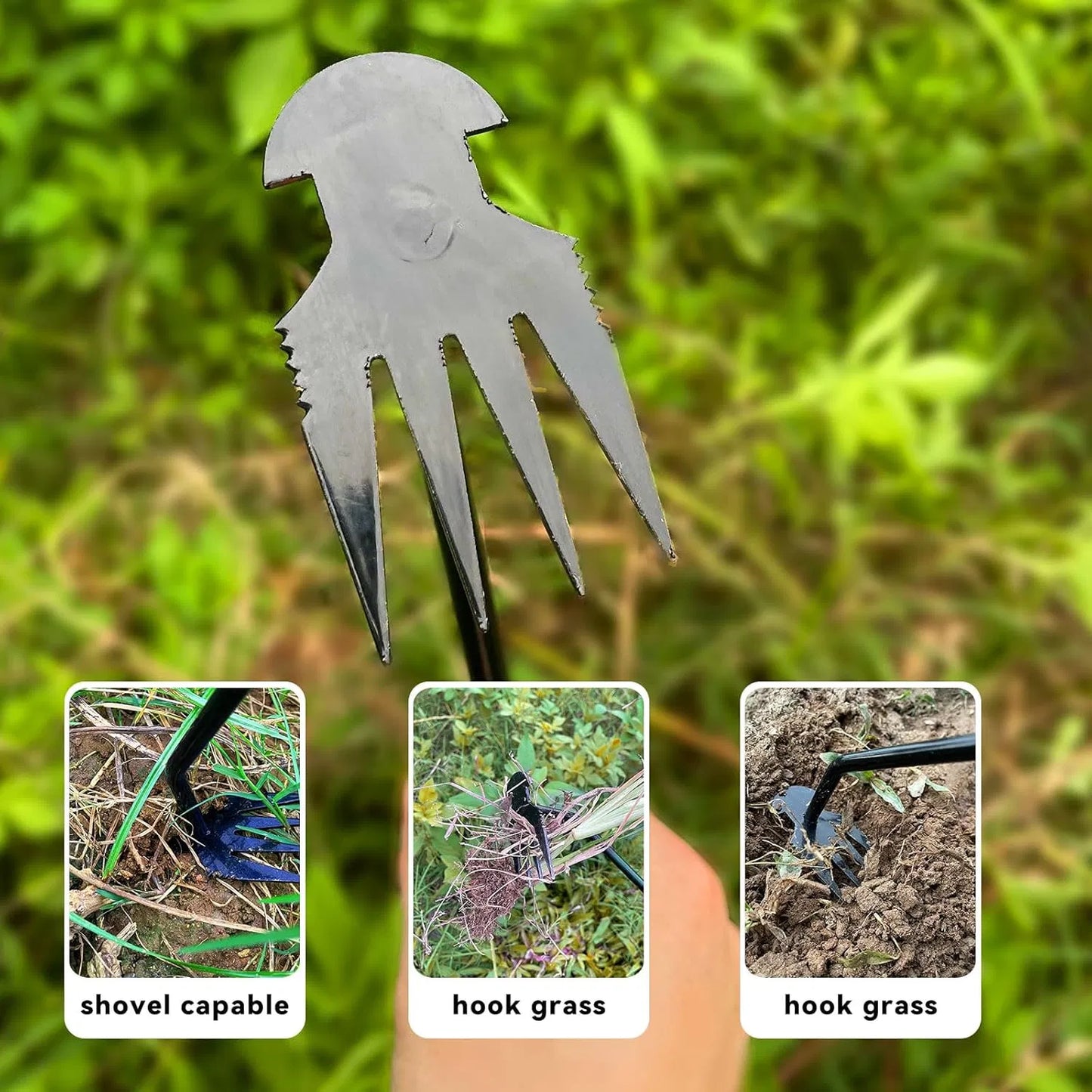🌿Garden Weed Pulling Tool – Deep Root Weed Remover with 4-Tine Steel Claw