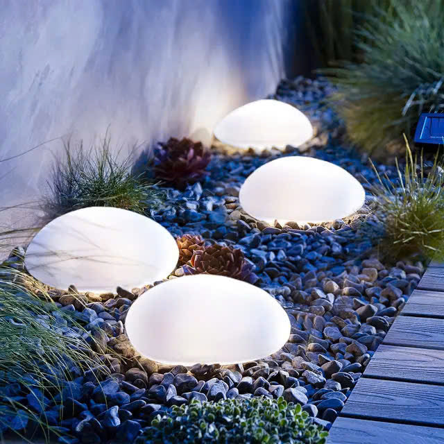 Solar Powered Pebble Stone Lamp Outdoor Park Garden Atmosphere Decoration Landscape Lamp Outdoor Villa Courtyard Lamp(Waterproof)